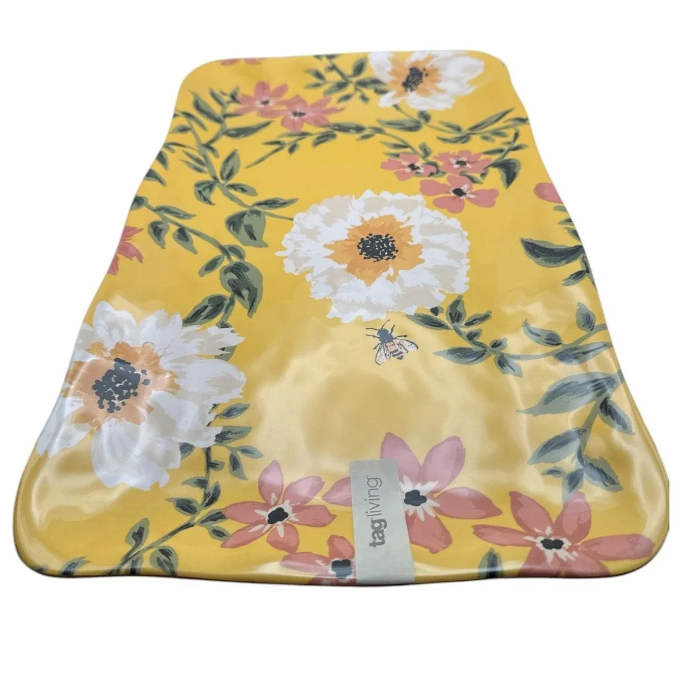 TAG Brand Bee Blossom Floral‎ Melamine Rectangular Platter G13678 Brand New